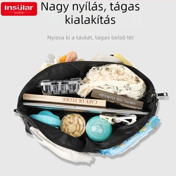 Vízálló, nagy kapacitású, multifunkcionális babakocsi akasztó táska, egy vállövvel – anyuka-baba táska