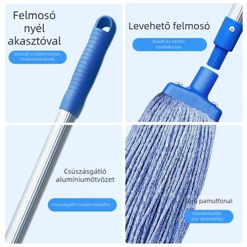 Pamutfonalas mop padlólapokhoz, nagy méret, tartós és könnyen tisztítható.