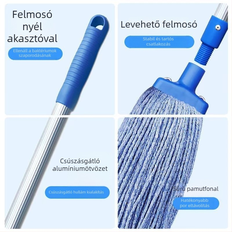 Pamutfonalas mop padlólapokhoz, nagy méret, tartós és könnyen tisztítható.