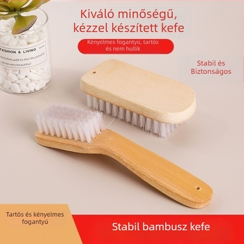 Hosszú nyelű bambusz cipőseprő, kemény sörtéjű, multifunkcionális a cipők és ruhák tisztításához