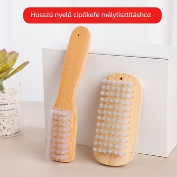 Hosszú nyelű bambusz cipőseprő, kemény sörtéjű, multifunkcionális a cipők és ruhák tisztításához