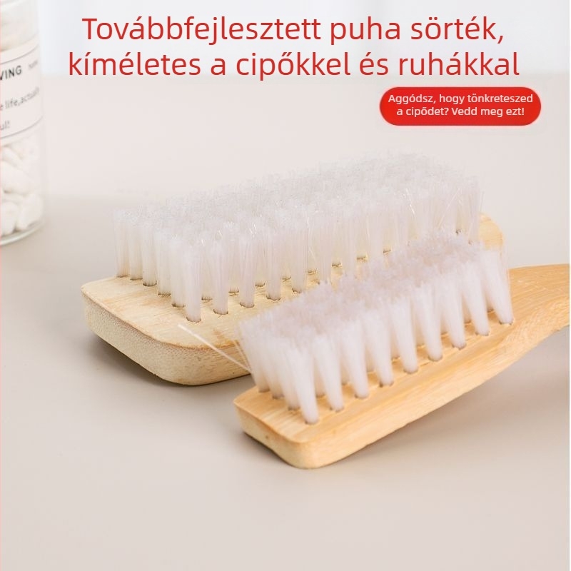Hosszú nyelű bambusz cipőseprő, kemény sörtéjű, multifunkcionális a cipők és ruhák tisztításához