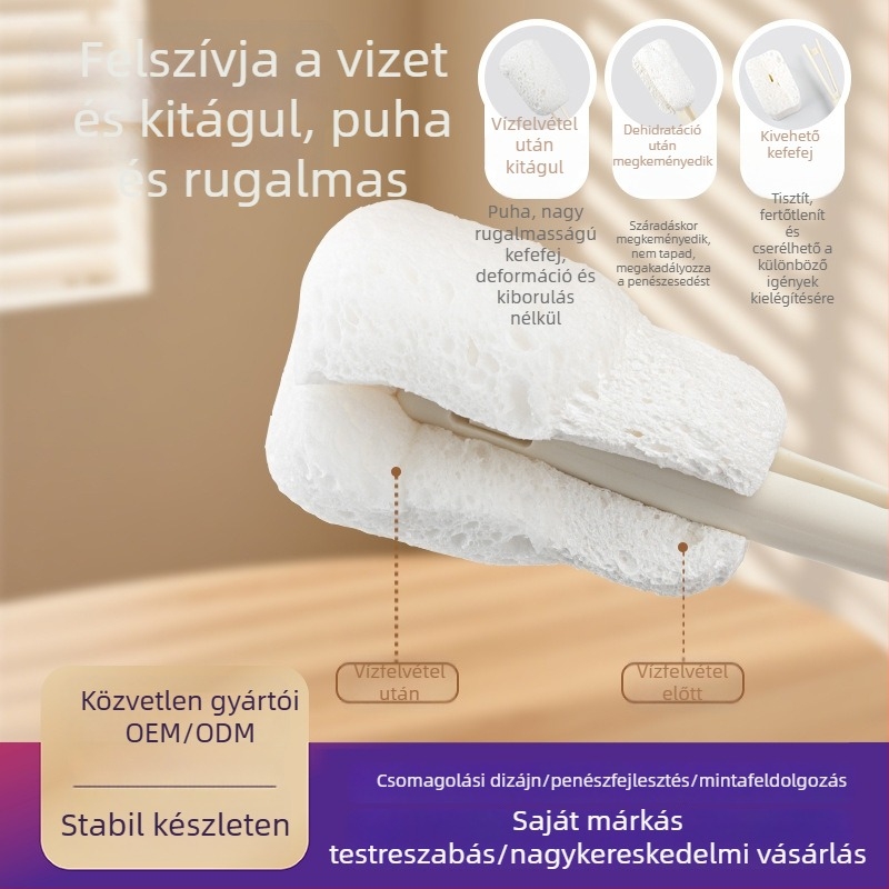 Hosszú nyelű tisztító kefe poharakhoz, üvegekhez, szívószálakhoz és fedélhez.