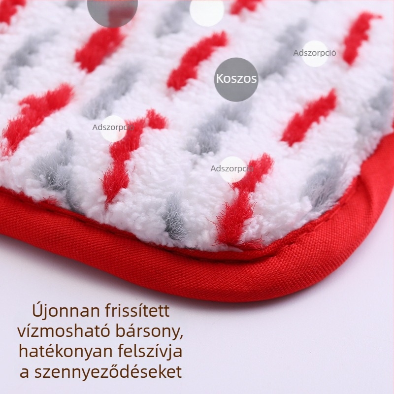 Vastagított cserélhető mop kendő klipszes rögzítéssel, sík felületű mophoz, nedvszívó, téglalap alakú kiegészítő
