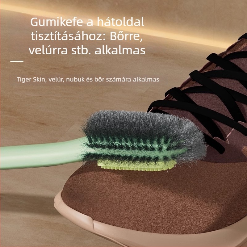 Kétfejű cipőtisztító, öt oldalú, velúr és nubuk ápolására