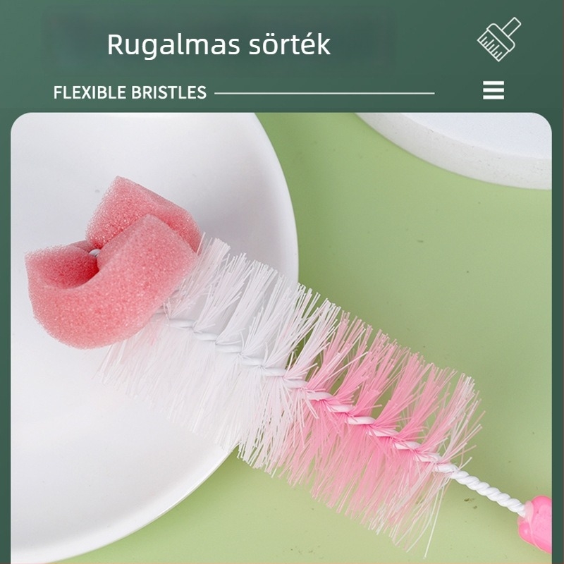 Szivacsos cumisüveg tisztító kefe, cumi- és pohár tisztítására