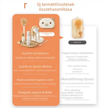 Szilikon cumisüveg tisztító készlet, hordozható, tároló dobozzal és cumisüveg tisztító kefével