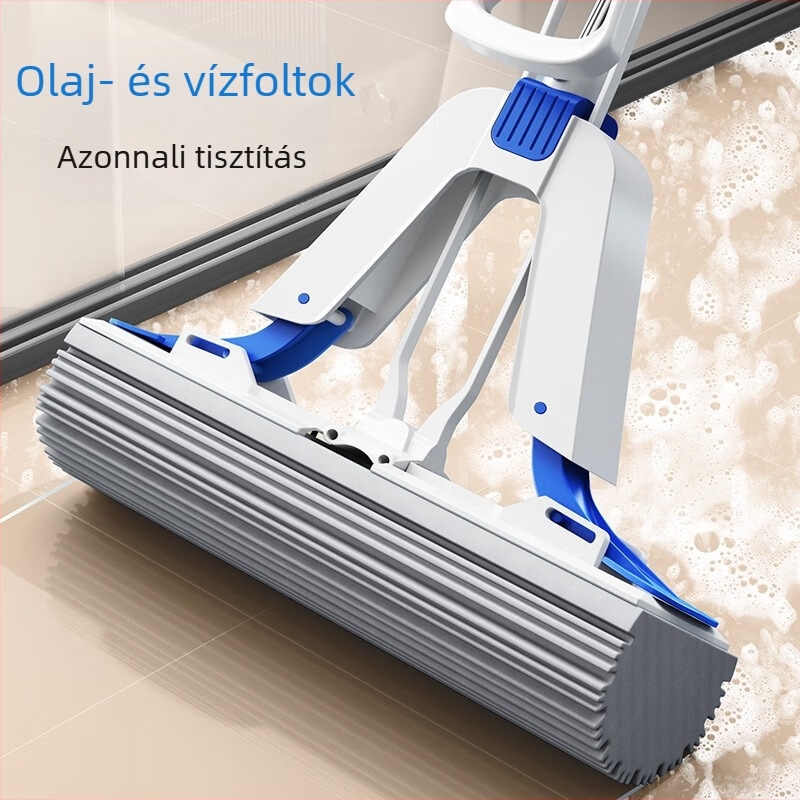 Mayflower pamut mopp otthoni használatra, összecsukható, kettős nedvszívó, érintésmentes tisztítás, 2 fejű szivacsmop