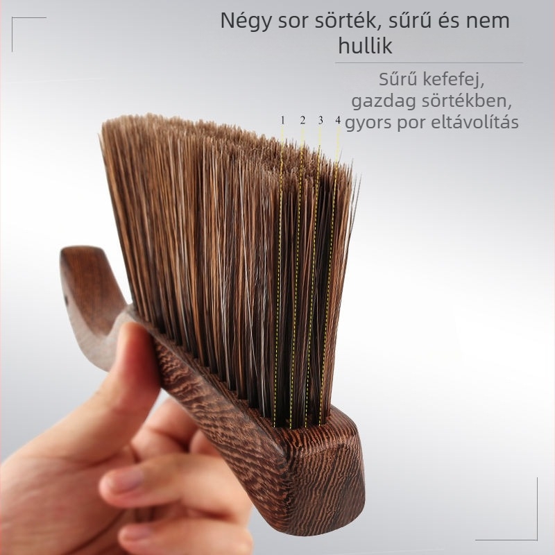 Szilárd faból készült ágytakarító kefe, csirkeszárnyfa alakú fogantyúval és puha sörtékkel