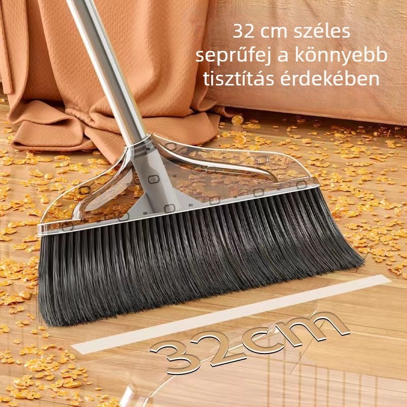 Áttetsző seprű és porlapát készlet, vastított, extra nagy otthoni használatra – két darab