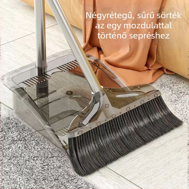 Áttetsző seprű és porlapát készlet, vastított, extra nagy otthoni használatra – két darab