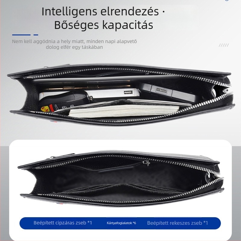 Fekete PU bőrű férfi válltáska, kompakt négyzet alakú, 10 hüvelykes tabletához, nagy kapacitású, városi egyszerű stílus
