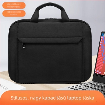 Oxford anyagból készült üzleti táska, nagy kapacitású vízálló irattáska 15 colos laptophoz, logó nyomtatással