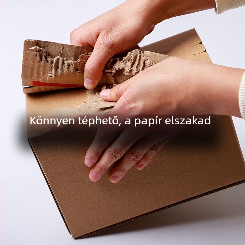 Zárható kartondoboz slogan nyomtatással, e-kereskedelemhez, szalagmentes zárás, extra kemény, digitális nyomtatás, belső méretek 420×200×255 mm, külső 430×210×270 mm, modell 70