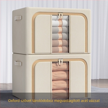 66L-100L egyszínű Oxford textil ruhatároló doboz acél vázú, összecsukható gardrób rendező ruháknak és fehérneműknek