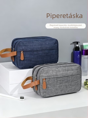 Férfiak számára prémium higiéniai neszesszer rekeszekkel, nagy kapacitású, utazáshoz