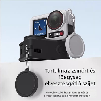 DJI Action 5 Pro/4/3-hoz szilikon védőtok, objektívvédő sapka és ütésálló burkolat