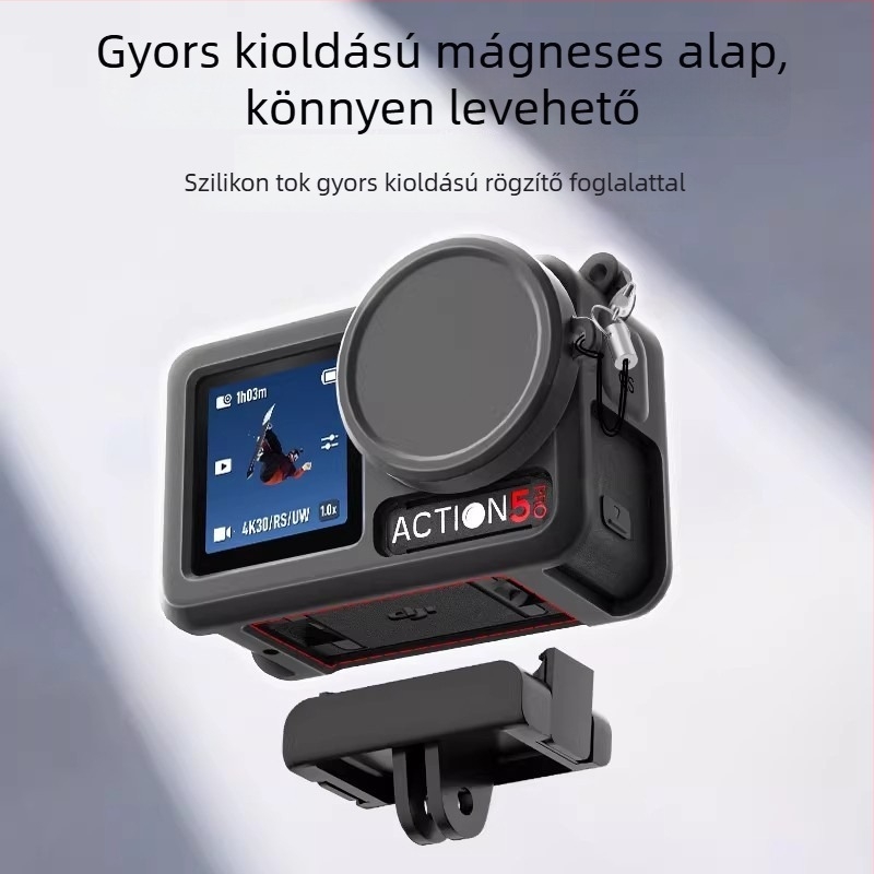 DJI Action 5 Pro/4/3-hoz szilikon védőtok, objektívvédő sapka és ütésálló burkolat