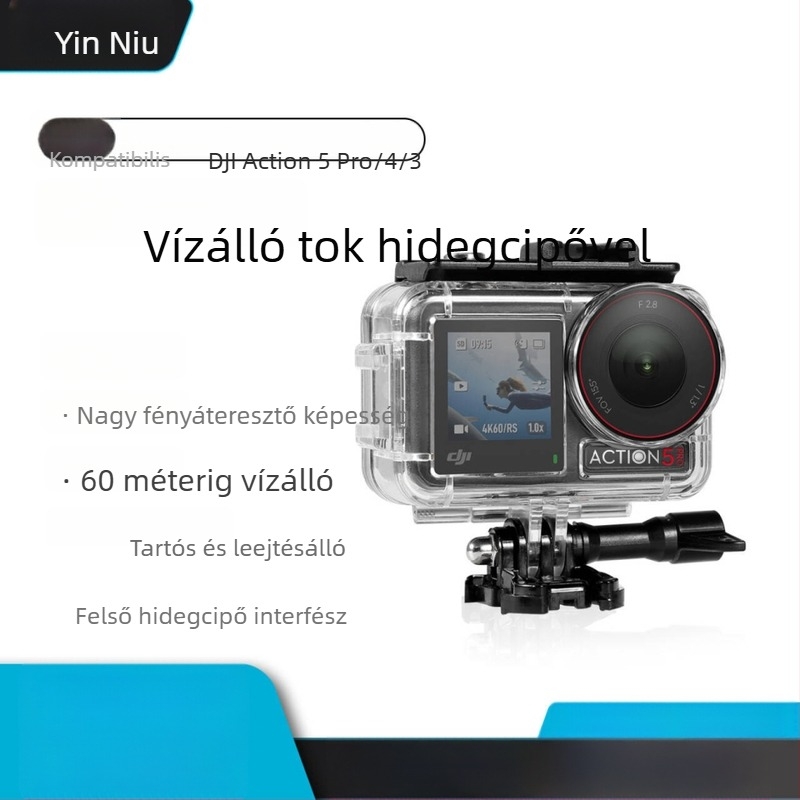 DJI Action5 Pro/4/3 vízálló ház — 60 m mélységig merüléshez, kiegészítő sportkamerához
