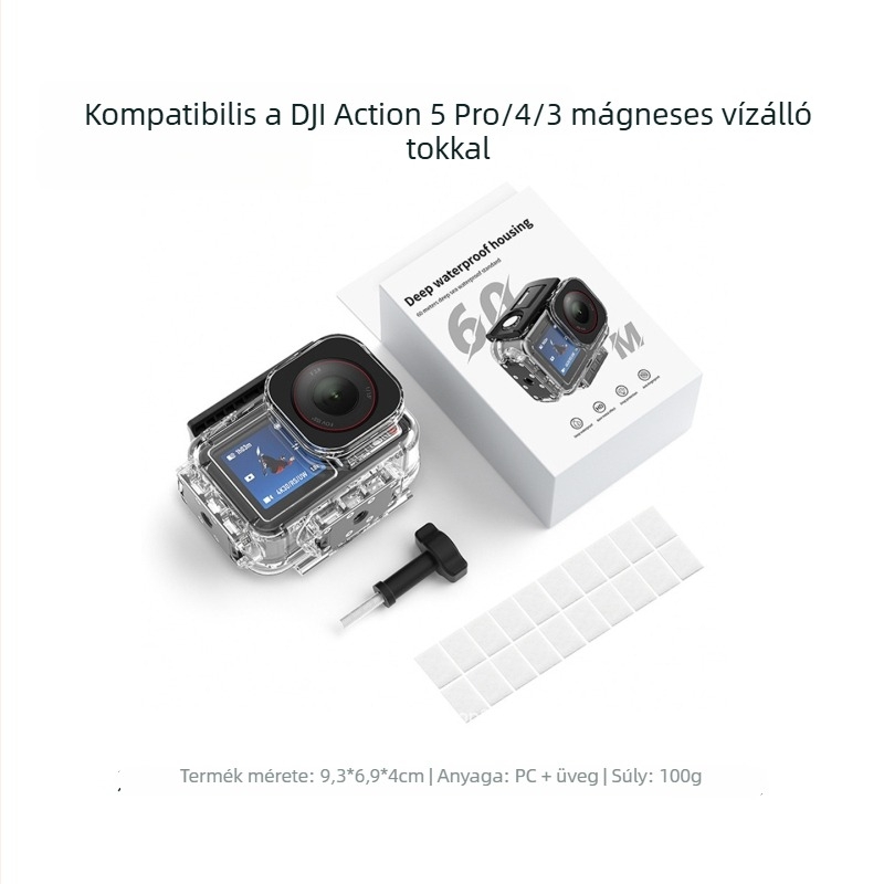 DJI Action5 Pro/4/3 vízálló ház — 60 m mélységig merüléshez, kiegészítő sportkamerához