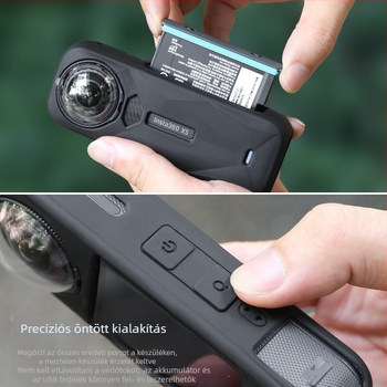Insta360 X5 szilikontok akciókamera védőháza és lencsevédő sapka