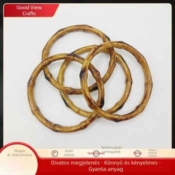 DIY utazótáska kiegészítők – műanyag kerek fogantyú bambusz utánzattal, nagy méret, 12,5 cm