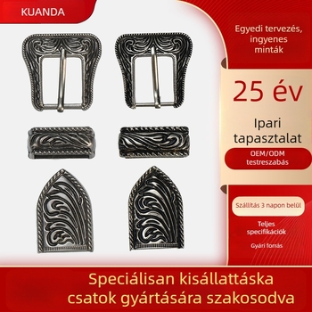 Egyedi, kiváló minőségű övcsat készlet – vintage textúrával, három darab, fém tűcsatú bőráru