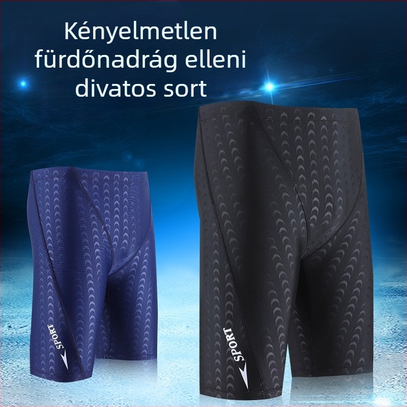 Férfi úszónadrág sharkskin textúrával, poliészter-elasztán anyag, briefs-stílus