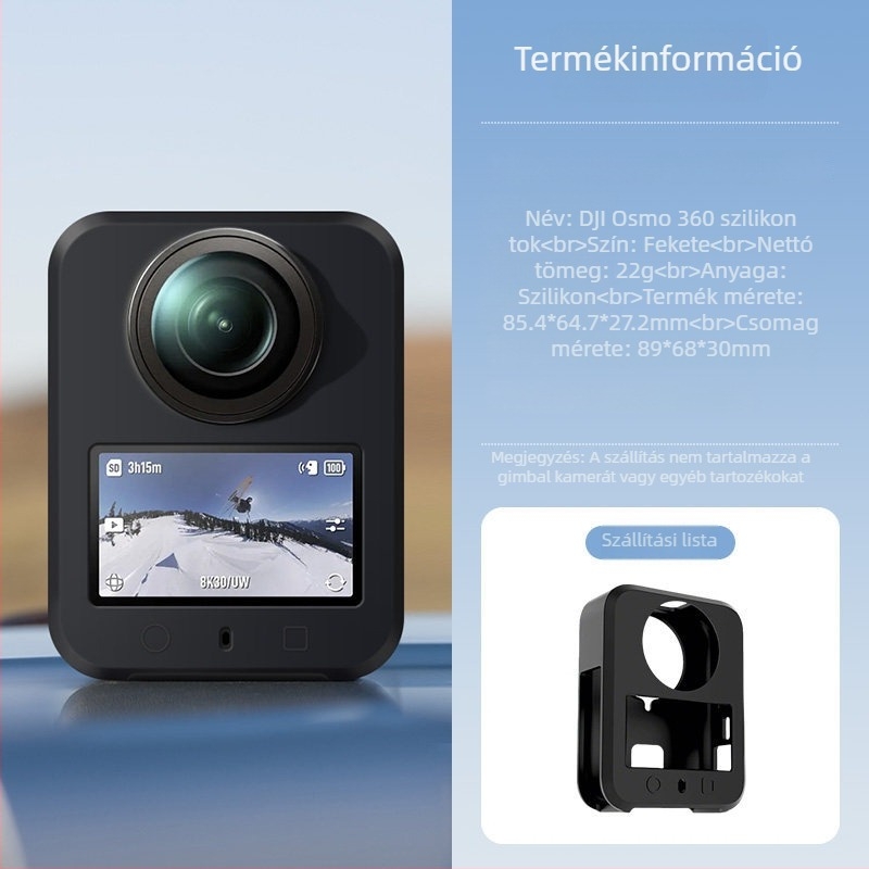 Szilikon védőtok a DJI Osmo 360 panorámás akciókamera testéhez – karcolás elleni védelem, tartozék
