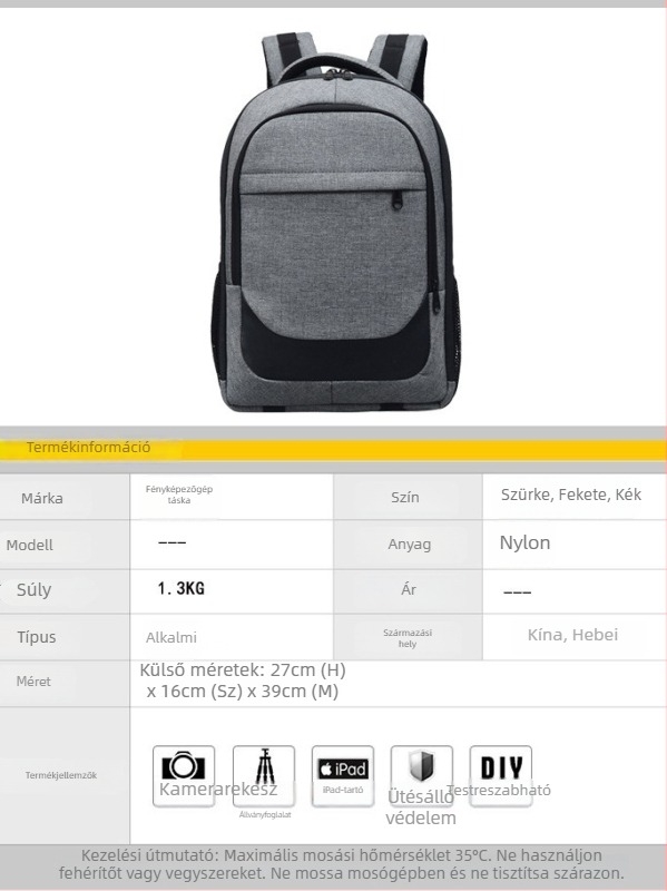 Két vállú fényképezőgép táska, DSLR és mirrorless kamerákhoz, objektívekkel, vízálló