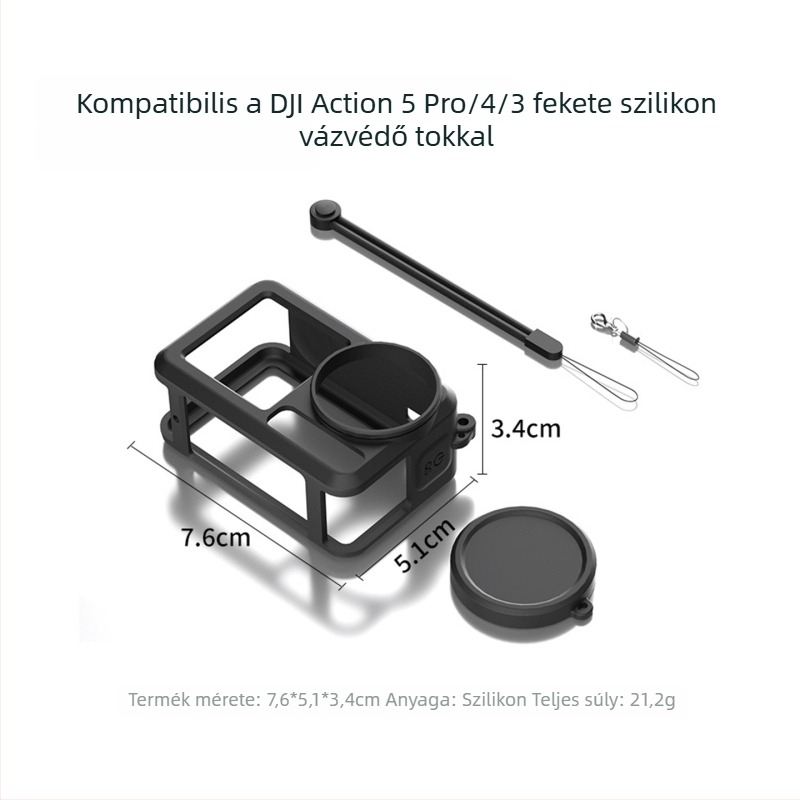 DJI Action 5 Pro/4/3 szilikon védőtok – ütésálló és elvesztés elleni védelem sportkamerákhoz