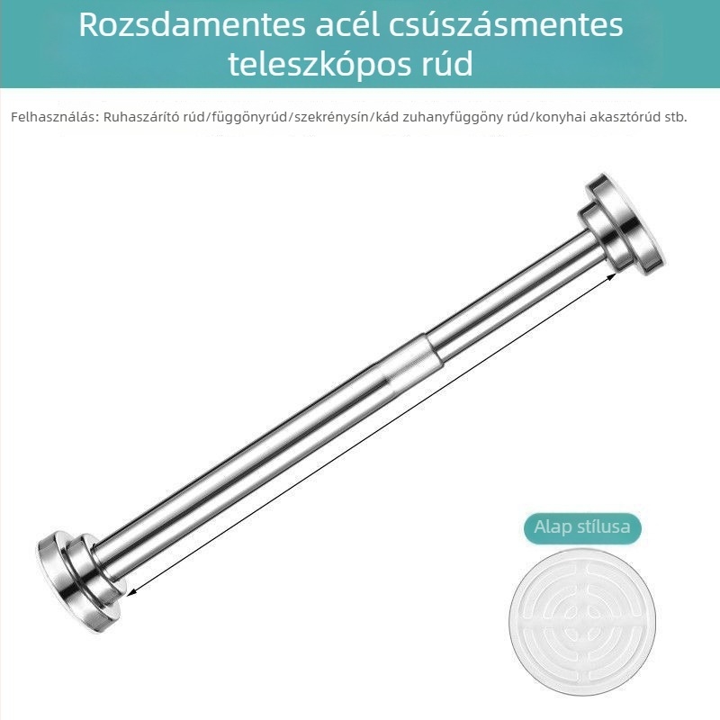 Fúrás nélkül 304 rozsdamentes acél ruhaszárító teleszkópos rúd, függöny- és zuhanyrúdként, erkélyre