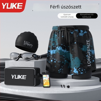 Férfi középhosszú boxer-stílusú úszónadrág készlet, plusz méret, anti dörzsölés, strandruha felnőtteknek