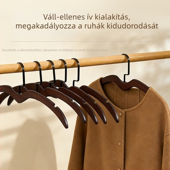 Szilárdfa ruhafogas rövid nyakkal, otthoni gardróbhoz, helytakarékos, a ruhákon nyomot nem hagy, prémium minőségű faanyagból