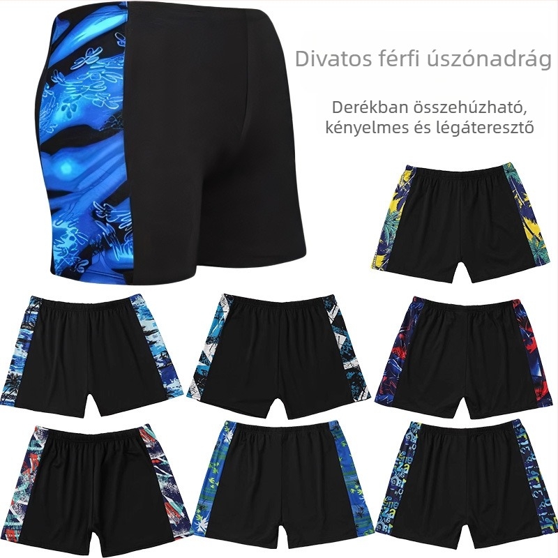 Férfiak számára plusz méretű, lélegző milk silk béléses úszónadrág, mintás, strandoláshoz