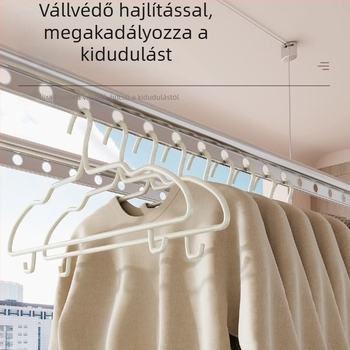 L309 Nagy vállú ruhafogas, vastag üreges csővel, nyom nélkül, acélból, felnőtteknek, ideális kollégiumi használatra