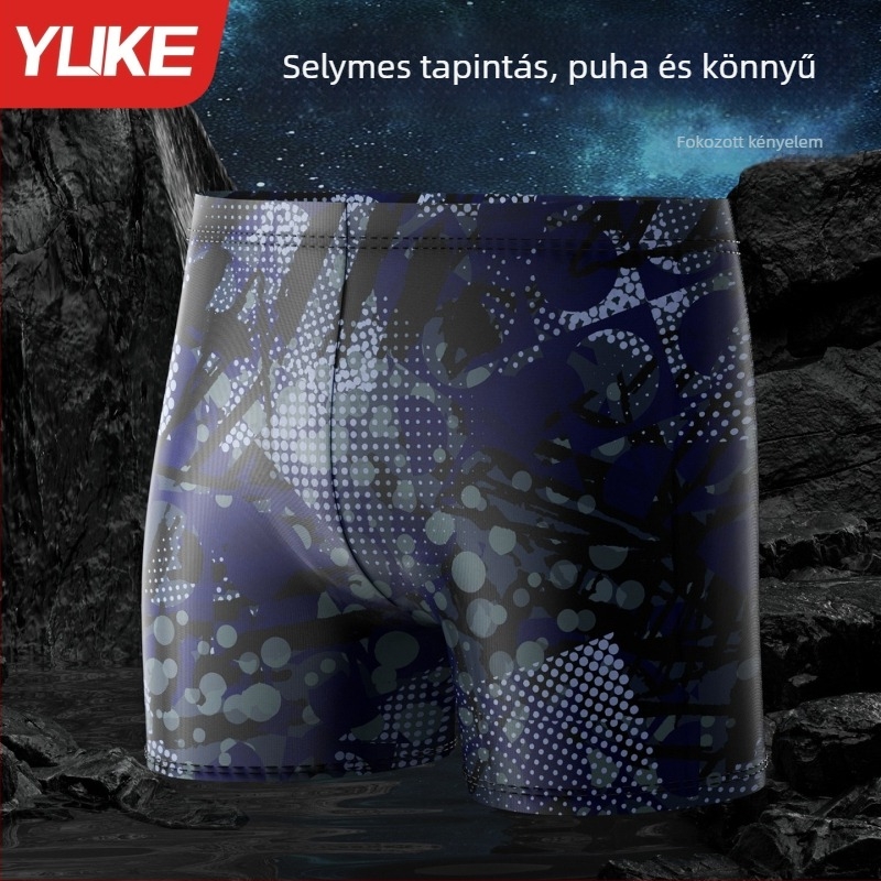 Férfi gyorsan száradó boxer-stílusú úszónadrág, nagy méret, virágos mintázat, poliészter