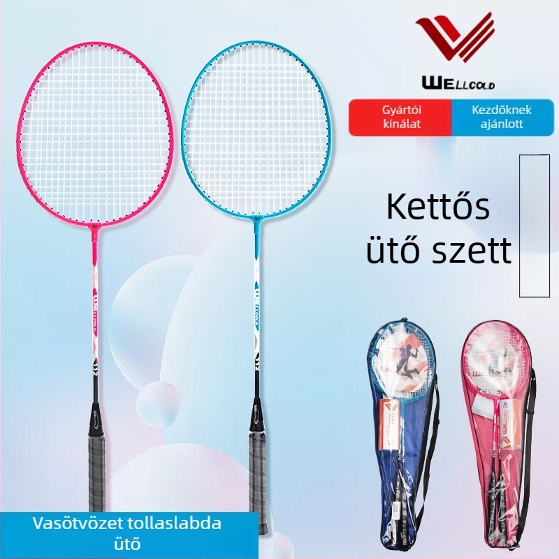 Kezdőknek szóló badmintonütő készlet, ultra-könnyű vasötvözet edzőütők, univerzális 2 darabos készlet