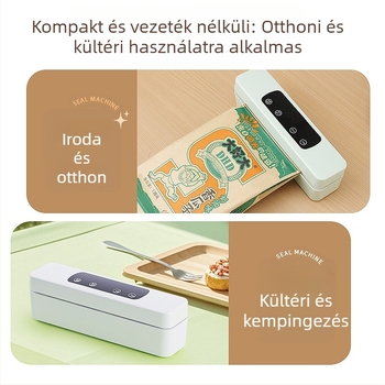 Mini vezeték nélküli vákuumzáró készülék otthoni használatra, élelmiszer zacskók vákuumzárása, újratölthető