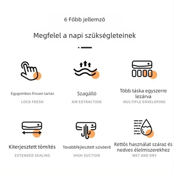 Kompakt háztartási vákuumozó készülék száraz és nedves ételekhez, automatikus zárás és frissesség megőrzése