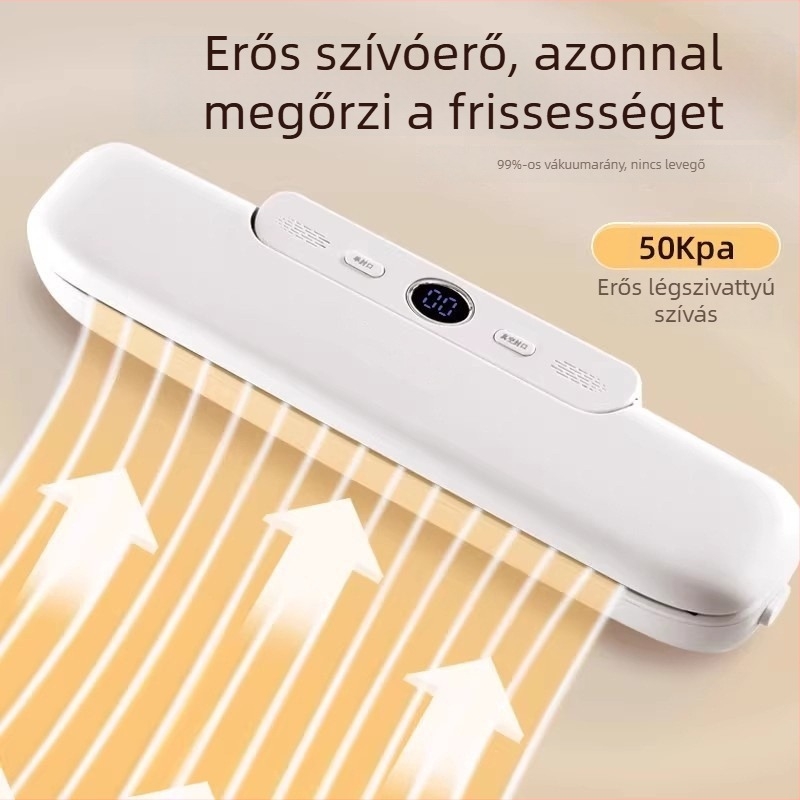 Kis háztartási vákuumozó készülék élelmiszerek tárolására, kompakt, hordozható