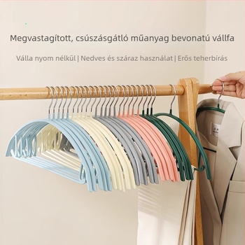 5 darab vastag műanyag bevonatú félköríves vállfák kampóval, csúszásmentes fém vállfák felnőtt ruhákhoz