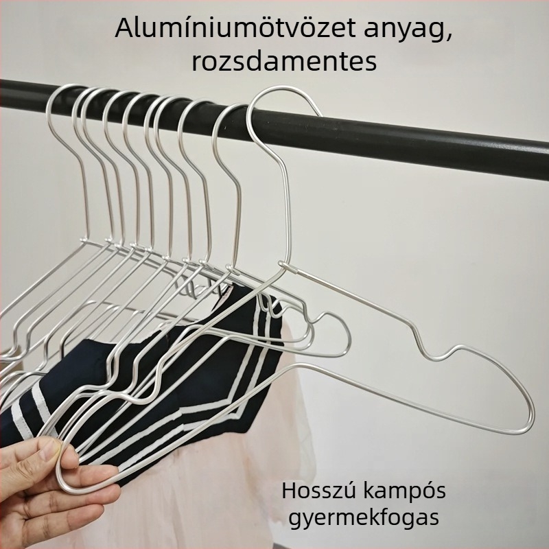 Alumínium ötvözetű hosszú kampós ruhaakasztó gyerekeknek, csúszásmentes