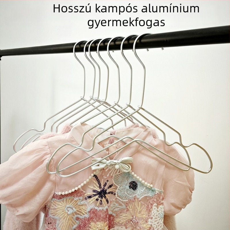Alumínium ötvözetű hosszú kampós ruhaakasztó gyerekeknek, csúszásmentes