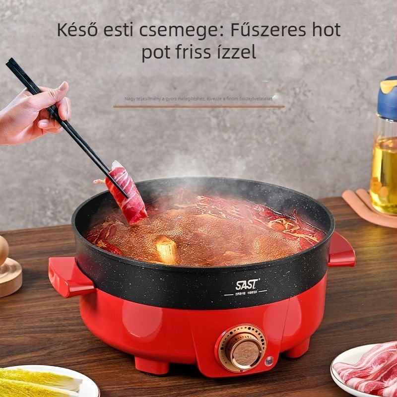 Happy elektromos főzőedény, többfunkciós, tapadásmentes belső felülettel, 6 L kapacitás, hőmérséklet-szabályozás, szárazfőzés elleni védelem