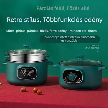 Elektromos többfunkciós főzőedény párolóval és sütés-főzés funkcióval – 2–3 L, 801–1000 W, műanyag test