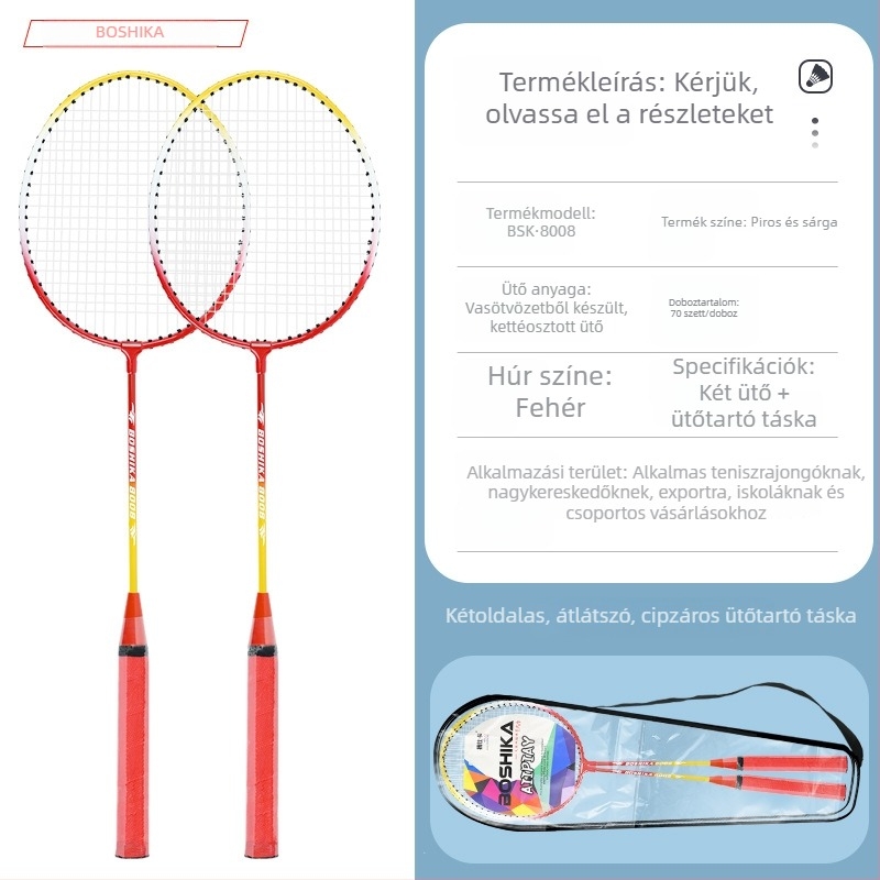 Boshika badmintonütő kezdőknek - két ütőből álló diákok számára szánt készlet