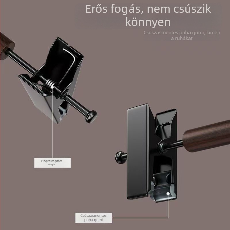 Nadrágakasztó tömörfából klipszekkel, otthoni használatra, csúszásmentes nadrág- és szoknyaklipek