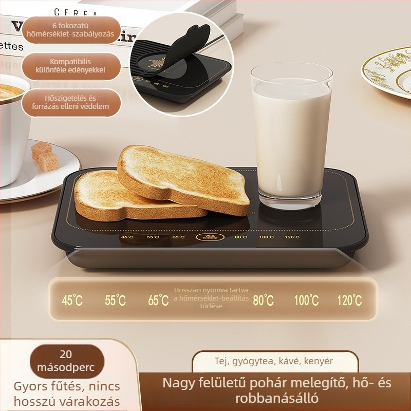 Új többfunkciós ebédmelegítő doboz, hat fokozatú intelligens hőmérséklet-szabályozással, reggelire tejet melegítő párna és asztali poháralátét hőmérséklet-szabályozóval