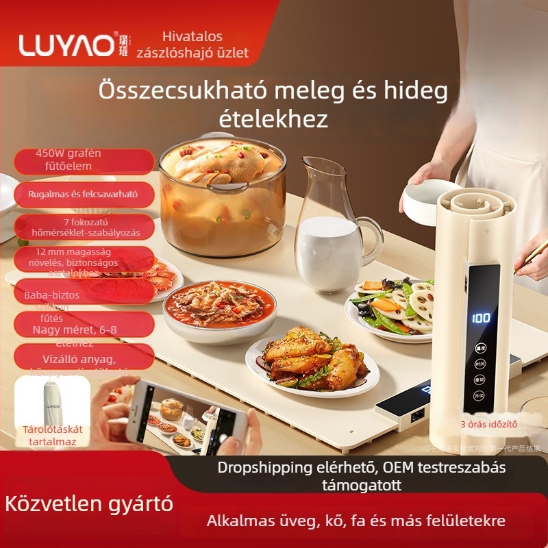 Luyao élelmiszer melegítő lap, hőmegőrző lemez, szilikonból készült asztali alátét, új modell